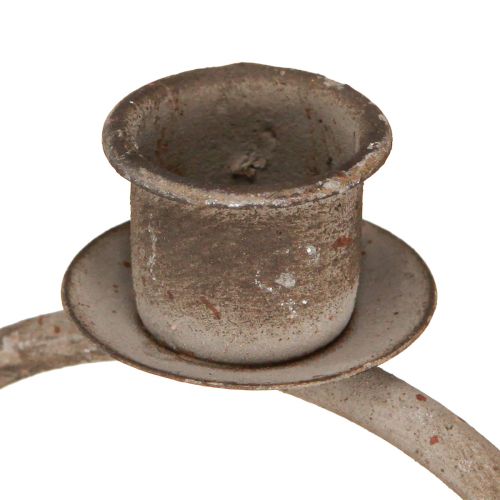 Floristik24 Dekoratív tál gyertyatartóval antik szürke rozsda Ø11cm H23,5cm