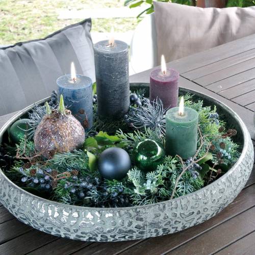 Floristik24 Dekoratív tál antik ezüst cink Ø40 / 50cm 2 db-os készlet