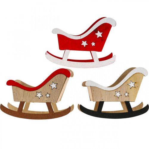 Floristik24 Dekoratív szán fa karácsonyi szán piros fehér 9db