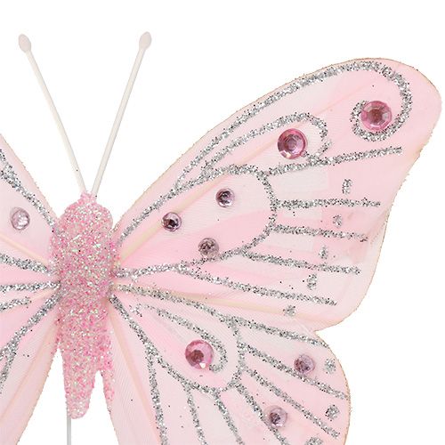 tételeket Dekoratív pillangó rózsaszín csillámmal 10,5cm 3db