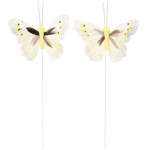 tételeket Dísz pillangó drótra sárga 8cm 12db