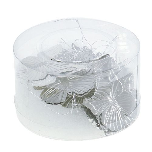 Floristik24 Ezüst díszítő pillangók 5cm 36db