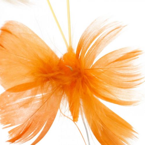 tételeket Narancssárga árnyalatú pillangók, tavaszi dekoráció Dróton tollas pillangók 6db