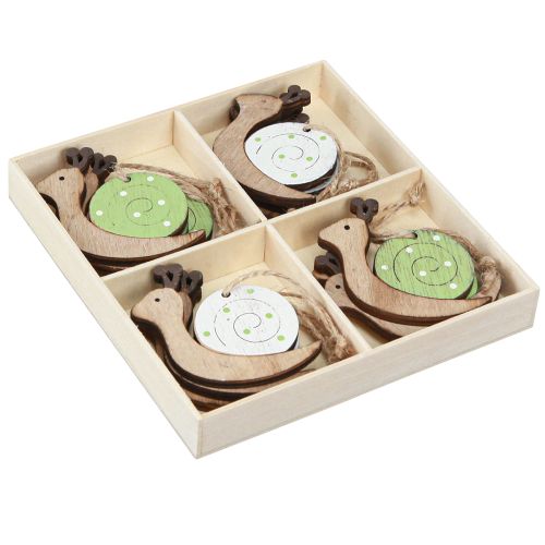 tételeket Dekoratív csigafa dekoráció natúr zöld függesztéséhez 6,5cm 12 db