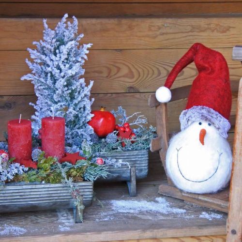 tételeket Deco hóember kalappal Adventi dekoráció Karácsonyi figura H38cm