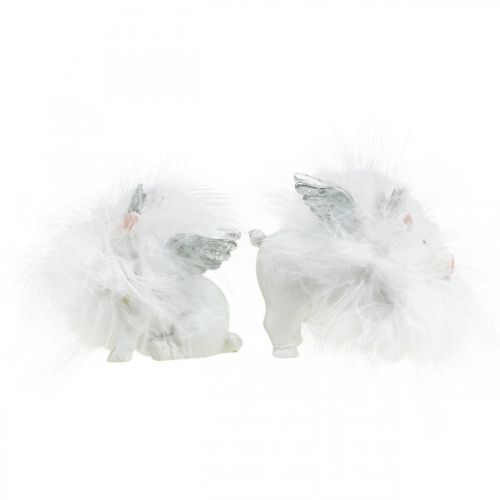 Floristik24 Deco malac koronafigurával szerencsemalac fehér 7cm 2db