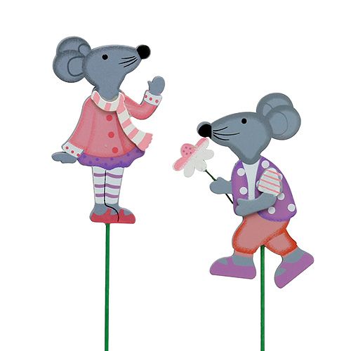 Dekoratív dugós egér virággal 8,5cm 14db