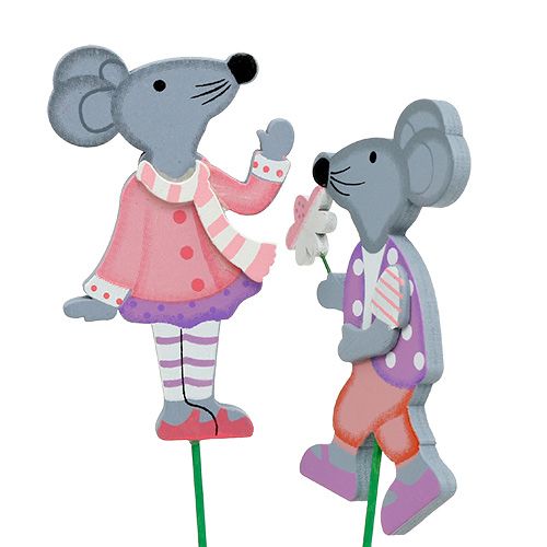 Floristik24 Dekoratív dugós egér virággal 8,5cm 14db