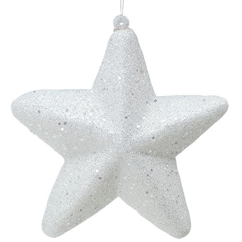 Floristik24 Dekoratív csillag fehér 20 cm-es függeszthető