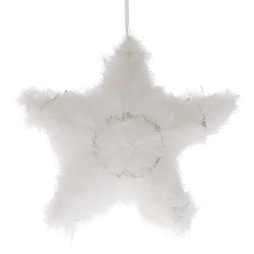 Floristik24 Dekoratív csillag tollból fehér 30cm