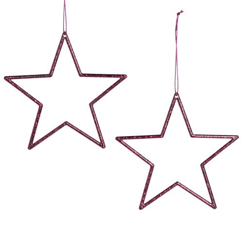 tételeket Dekoratív Csillagok Karácsonyfa Bogyós Csillámos Lila Ø12cm 12 Darab