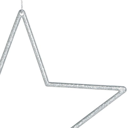 tételeket Dekoratív Ezüst Csillagok, Csillámos Karácsonyfa Díszek, 18 cm, 8 Darab, Karácsonyfa Dísz