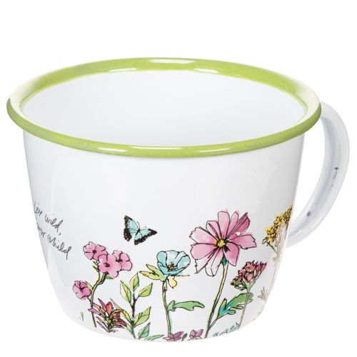 Dekoratív csésze, zománcozott kaspó, Ø11cm M8cm vétel | Floristik24.hu