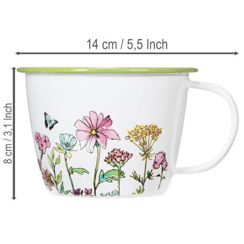 Dekoratív csésze, zománcozott kaspó, Ø11cm M8cm | Floristik24.hu