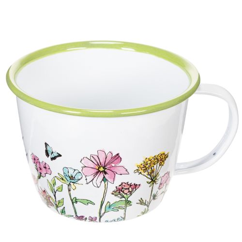 Dekoratív csésze, zománcozott kaspó, Ø11cm M8cm | Floristik24.hu