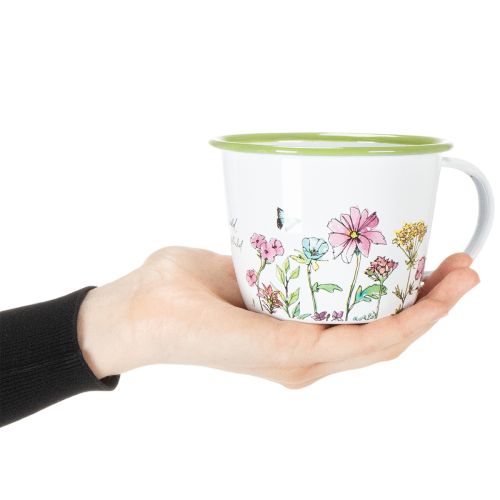 tételeket Dekoratív csésze, zománcozott kaspó, Ø11cm M8cm