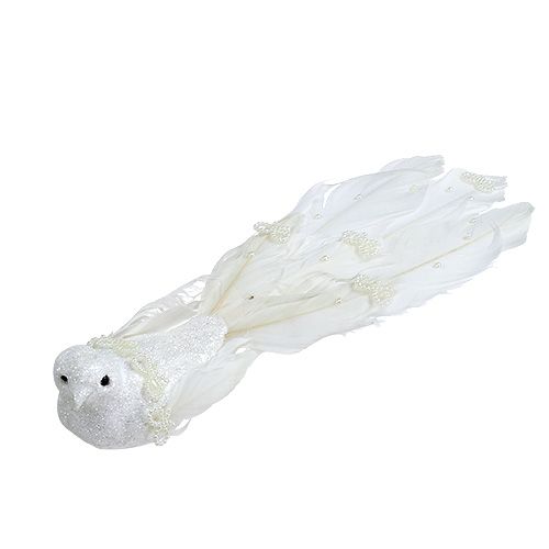 Floristik24 Dekoratív galamb fehér a kapcson 24cm