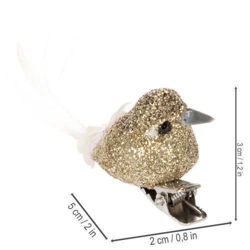 tételeket Dekoratív galambpár, díszmadarak csipesszel, arany, 5cm, 4 darab