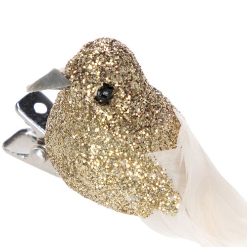 tételeket Dekoratív galambpár, díszmadarak csipesszel, arany, 5cm, 4 darab