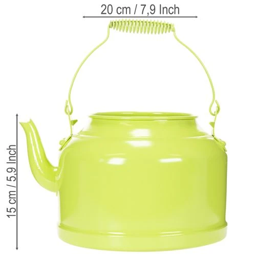 Dekoratív fém teáskanna, almazöld - virágcserép - Ø20cm M15cm - sokoldalú kerti dekoráció és ajándékötlet | Floristik24.hu