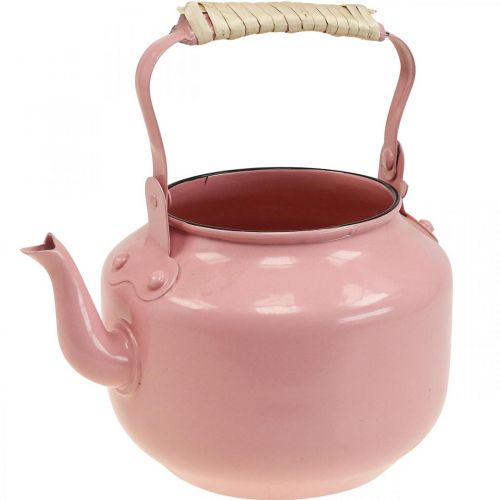 tételeket Dekoratív teáskanna virágtartó fém régi rózsaszín Ø8,6cm H16cm