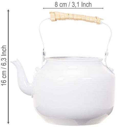 Dekoratív teáskanna, virágtartó, fém, fehér, shabby chic, Ø8,6cm, M16cm, vintage díszes virágcserép | Floristik24.hu