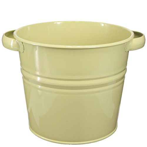 Díszcserepes fém zöld sárga virágcserép 31x26x21,5cm