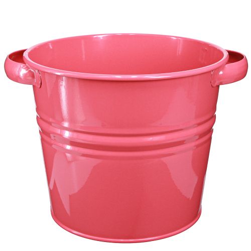 Floristik24 Díszcserep rózsaszín fém virágcserép fogantyúk 31x26x 21,5cm