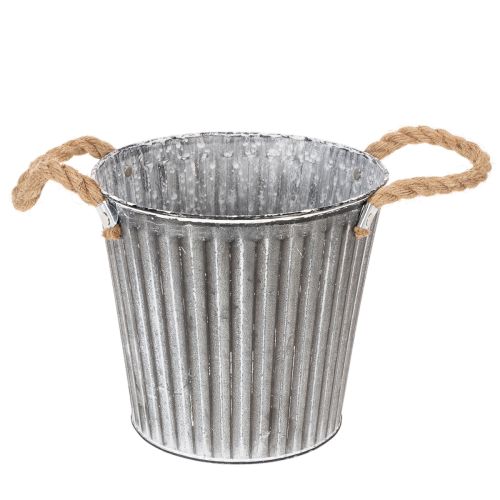 Dekoratív virágcserép, fém cserép fogantyúkkal, fém díszítéssel, shabby chic Ø21.5cm vétel | Floristik24.hu