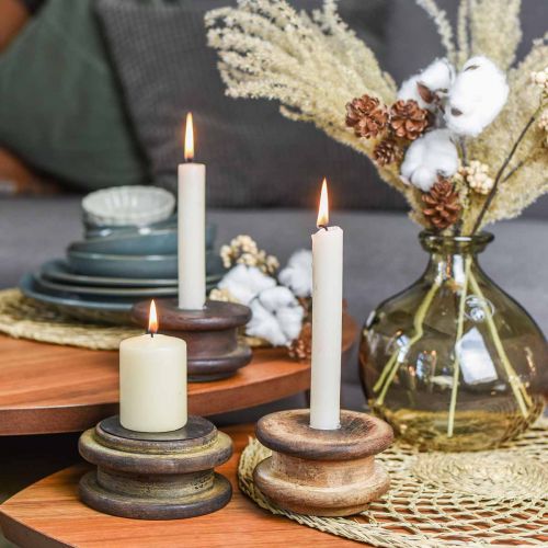 Floristik24 Deco fordított görgő, gyertyatartó, asztaldísz, ipari formatervezés, vintage megjelenés Ø12cm