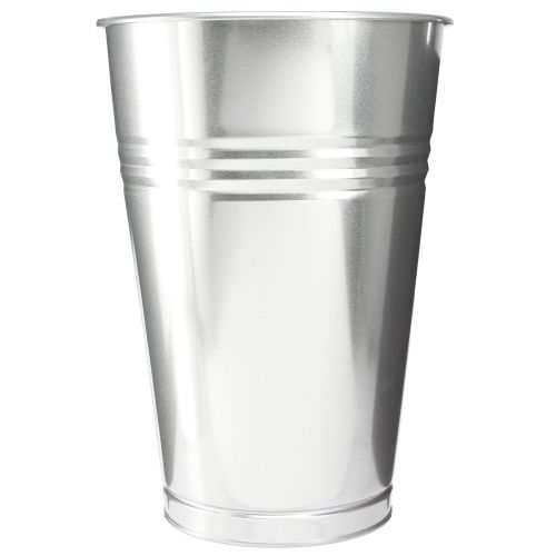 Floristik24 Dekoratív váza fém kúpos magas váza ezüst H38,5cm 14,5L