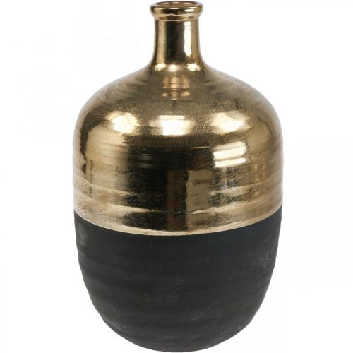 Dekoratív váza fekete/arany kerámia váza nagy Ø21cm H37.5cm