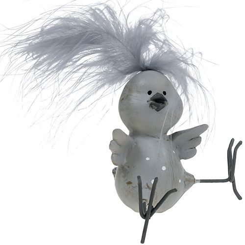 Floristik24 Dekoratív madárszürke tollas készletként 8cm 4db