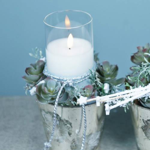 Floristik24 Deco lámpás LED gyertya valódi viasz üvegben Ø10cm H15cm