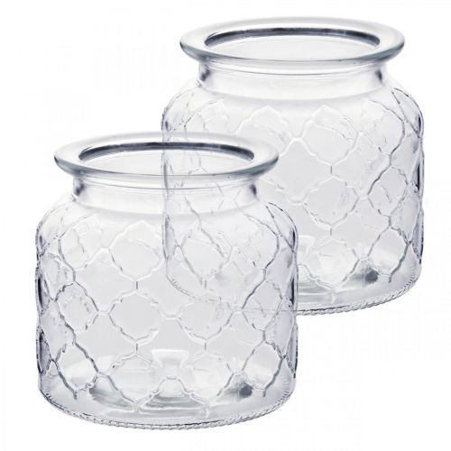Floristik24 Dekoratív lámpás gyémánt mintás, üvegedény, üvegváza, gyertya díszítés 2db