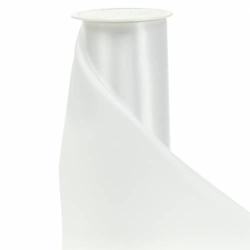 Floristik24 Szatén szalag asztali szalag fehér 200mm 10m