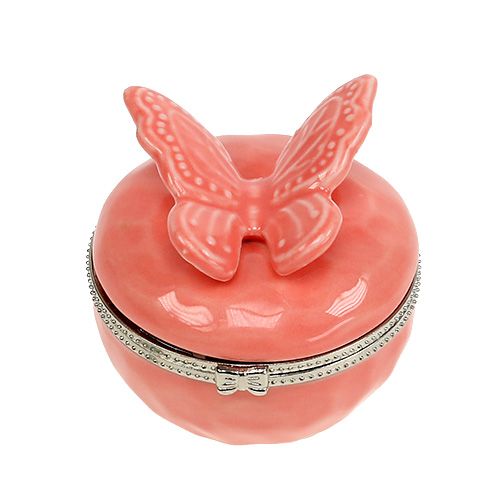 Floristik24 Deco doboz pillangós lazaccal Ø6cm H6cm