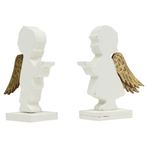 Dekoratív angyalfehér arany szárnyakkal 8,5cm 8db