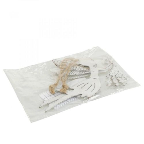 tételeket Dekoratív tündér ablakdísz rugós fém fehér manó 15×10cm 2 db