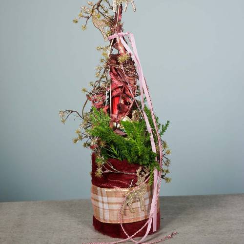 Floristik24 Dekoratív szőrme szalag sötétvörös 15cm x 200cm