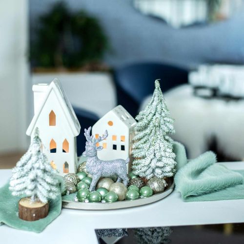 Floristik24 Dekoratív szőrme szalag zöld műszőrme menta prémes asztali futó 15 × 150 cm