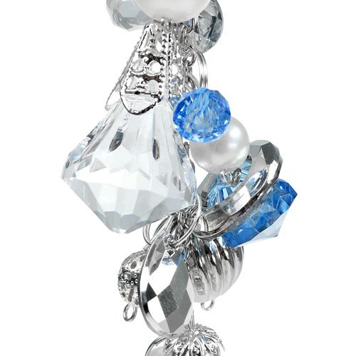 Floristik24 Dekoratív fogas ezüst, kék L 23cm