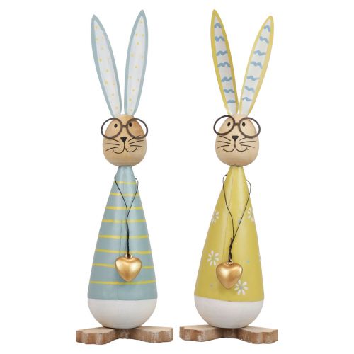 tételeket Dekoratív nyuszi szemüveggel Húsvéti dekoráció fa fém Húsvéti nyuszi 29cm 2 db