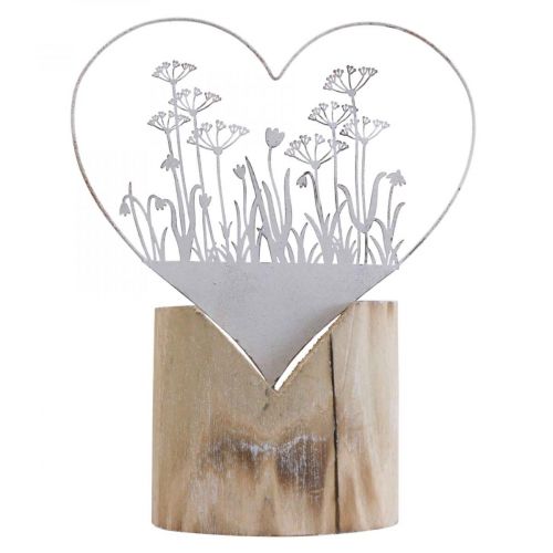 Floristik24 Dekoratív szív álló fém fa fehér rugós dekoráció H31cm