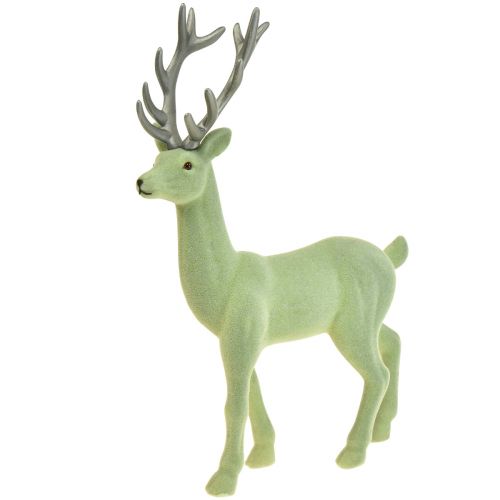 tételeket Dekoratív szarvas rénszarvas karácsonyi figura zöld szürke H37cm