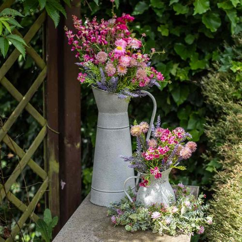 Floristik24 Dekoratív kancsó fém fém kancsó rusztikus fehér Ø16,5cm M 41cm