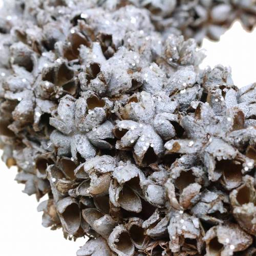 Floristik24 Dekoratív csillagánizs koszorú csillámos fehérre mosott Ø20cm