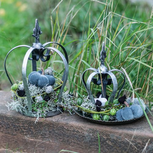 Floristik24 Deco korona antik ezüst megjelenésű fém Ø18cm H26cm