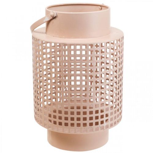 Dekoratív lámpás rózsaszín fém lámpa fogantyúval Ø18cm H29cm