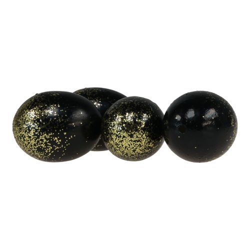 tételeket Dekoratív húsvéti tojás valódi libatojás fekete arany csillámmal H7,5-8,5cm 10 db